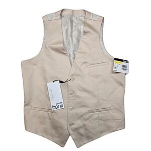 Bar III Cotton Suit Vest Mens Medium Tan Wedding Party Prom Formal Waistcoat NEW